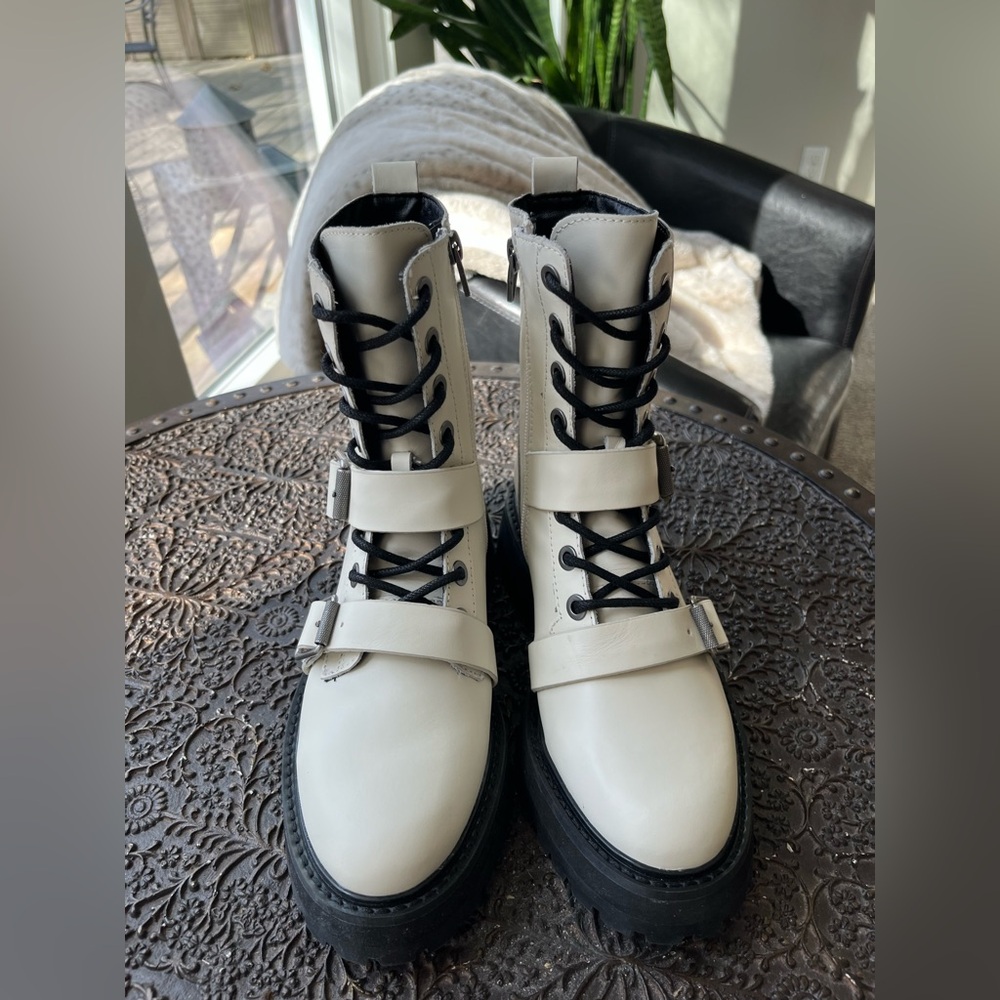 DOLCE VITA RONSON COMBAT BOOTS IN OFF WHITE 6 - Picture 6 of 9
